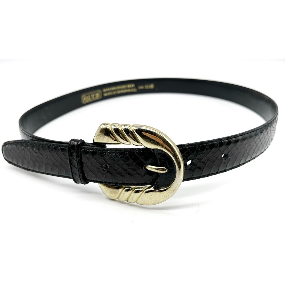 THE RITZ ACCESSORY COLLECTION Women's Black Genuine Snake Skin Belt Size S/M.